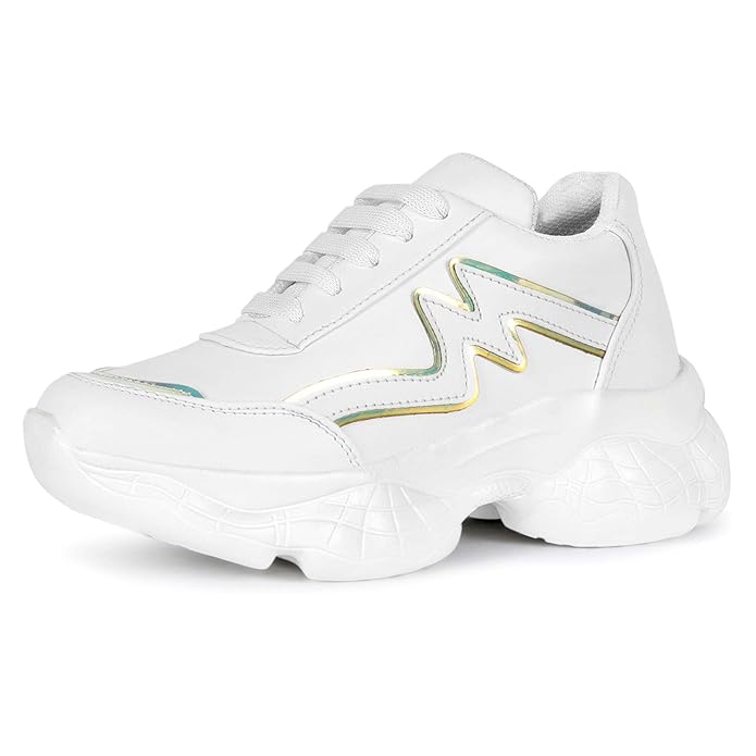 FASHIMO womens casual shoes with printed design, lace-up closure, rubber sole, and block heel, ideal for daily wear, travel, and parties.