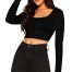 Stylish cotton full sleeves scoop neck crop top women casual wear