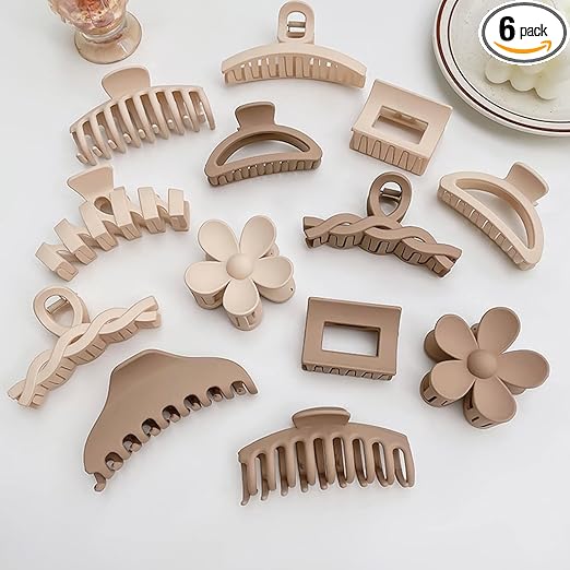 Bakefy Hair Claw Clip Set – Big & Small Matte Clips for Women