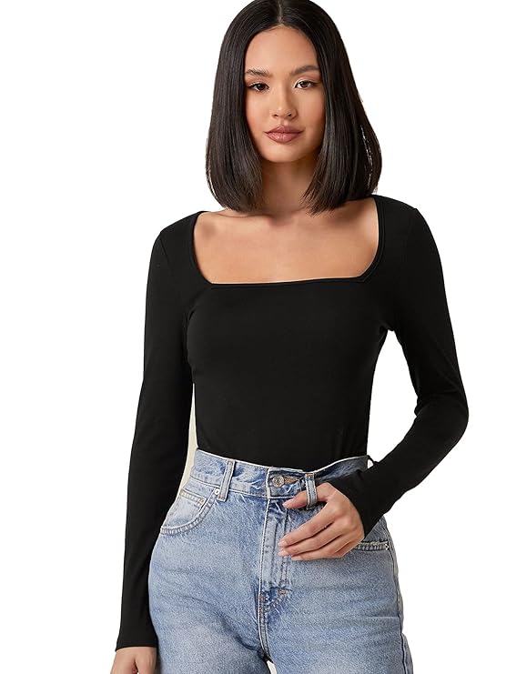 Full Sleeve Crop Top for Women – Slim Fit Solid Polyester Fabric