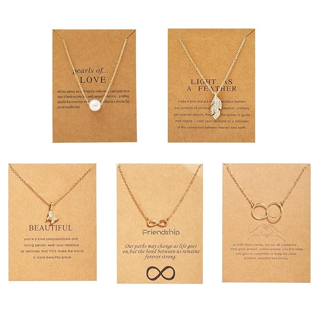 Shining Diva Female Gold Necklace Combo Set 5 Pieces