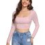 Shasmi Women's Pink Crop Top Slim Fit Ruched Bust Solid