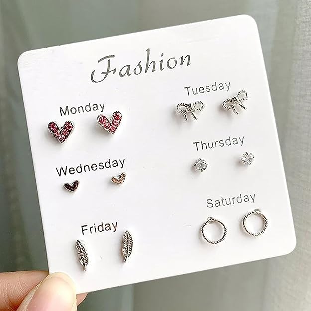 silver earrings small – Fashion Frill CZ heart stud earrings for women