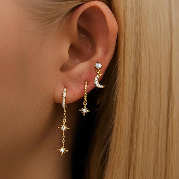 small gold earrings – SANNIDHI 3 pairs set for women